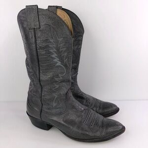 Nocona Gray Leather Cowboy Western Boots Size 10.5EE